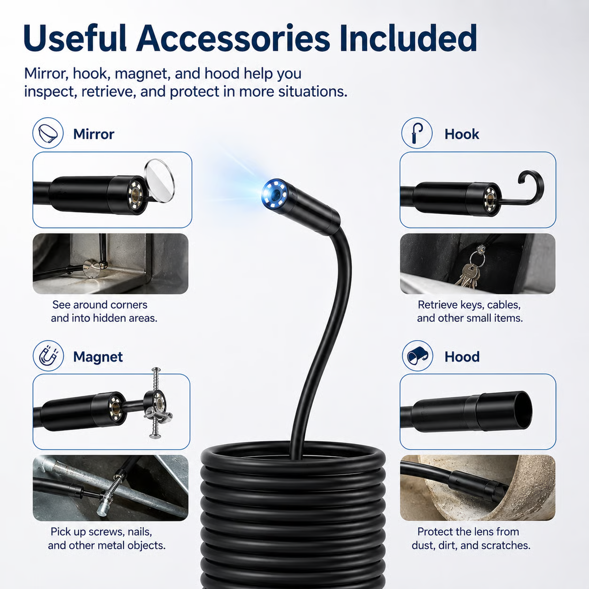 Endoscope Camera with Light, 1920P HD Borescope Tools