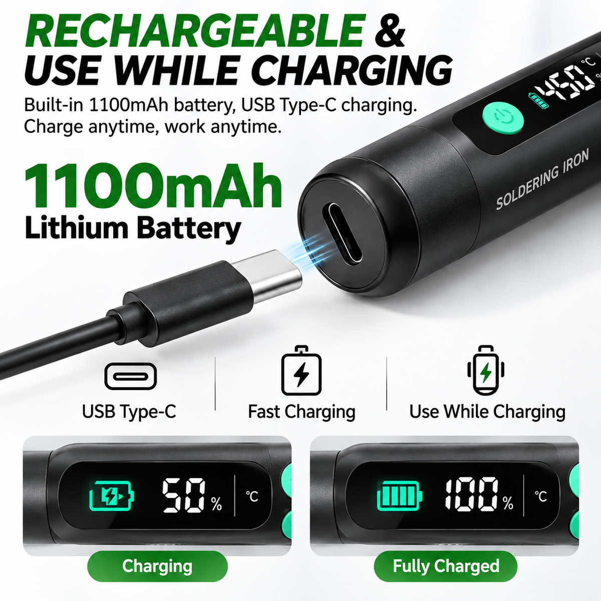 π₯π οΈ Cordless Digital Soldering Iron Kit β Fast Heat. Precise Control. Repair Anywhere.