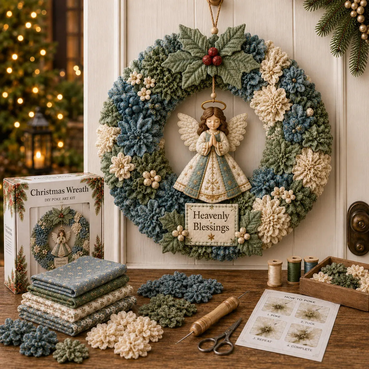 🎄 LAST DAY 50% OFF ✨ Make A Christmas Wreath You'll Be Proud To Display ❤️ 3D Fabric Poke DIY Kit