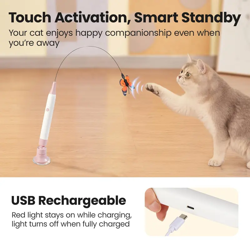 Potaroma Butterfly-Shaped Rotating Interactive Cat Toy