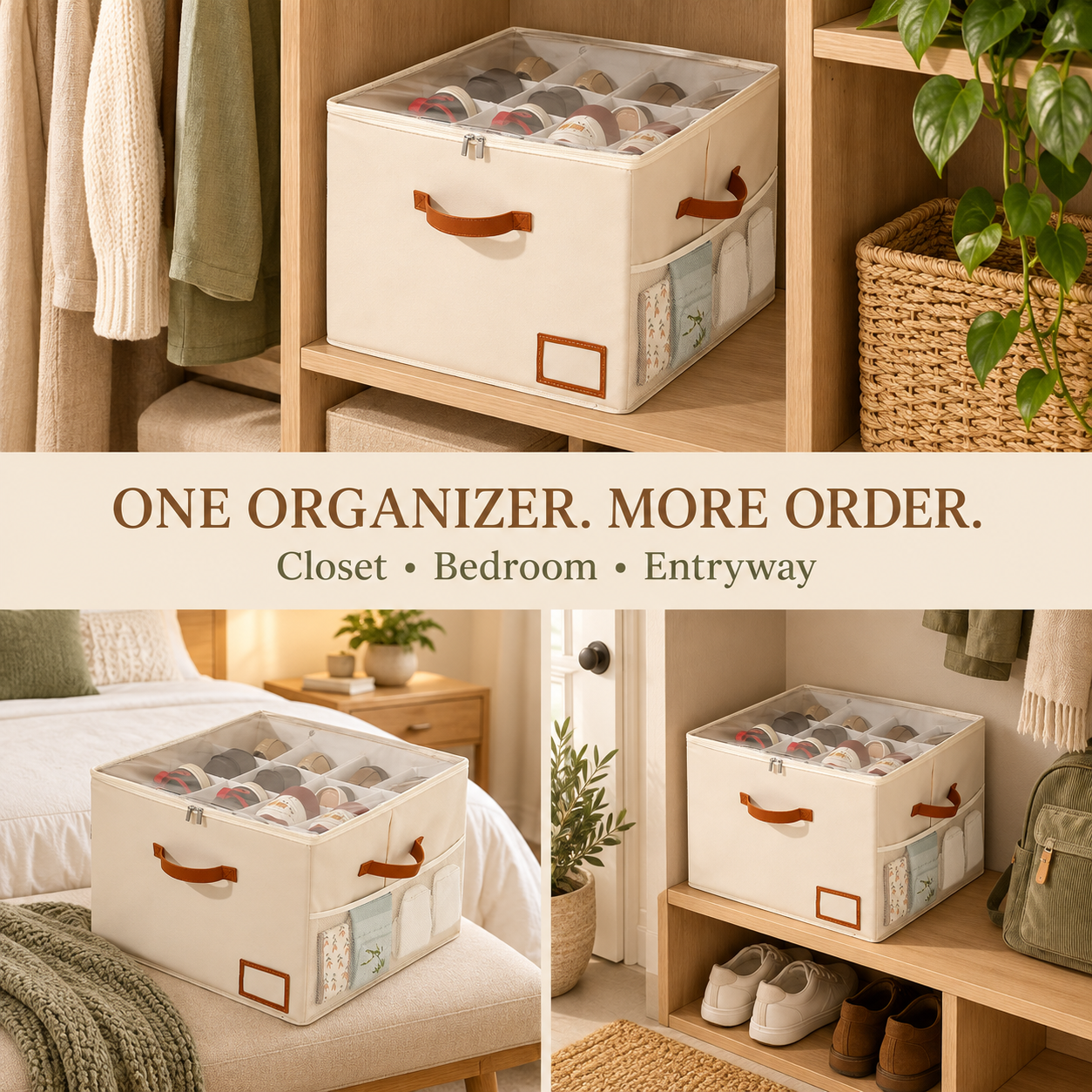 👟16-Slot Oxford Cloth Shoe Organizer with Clear Zippered Lid🔥