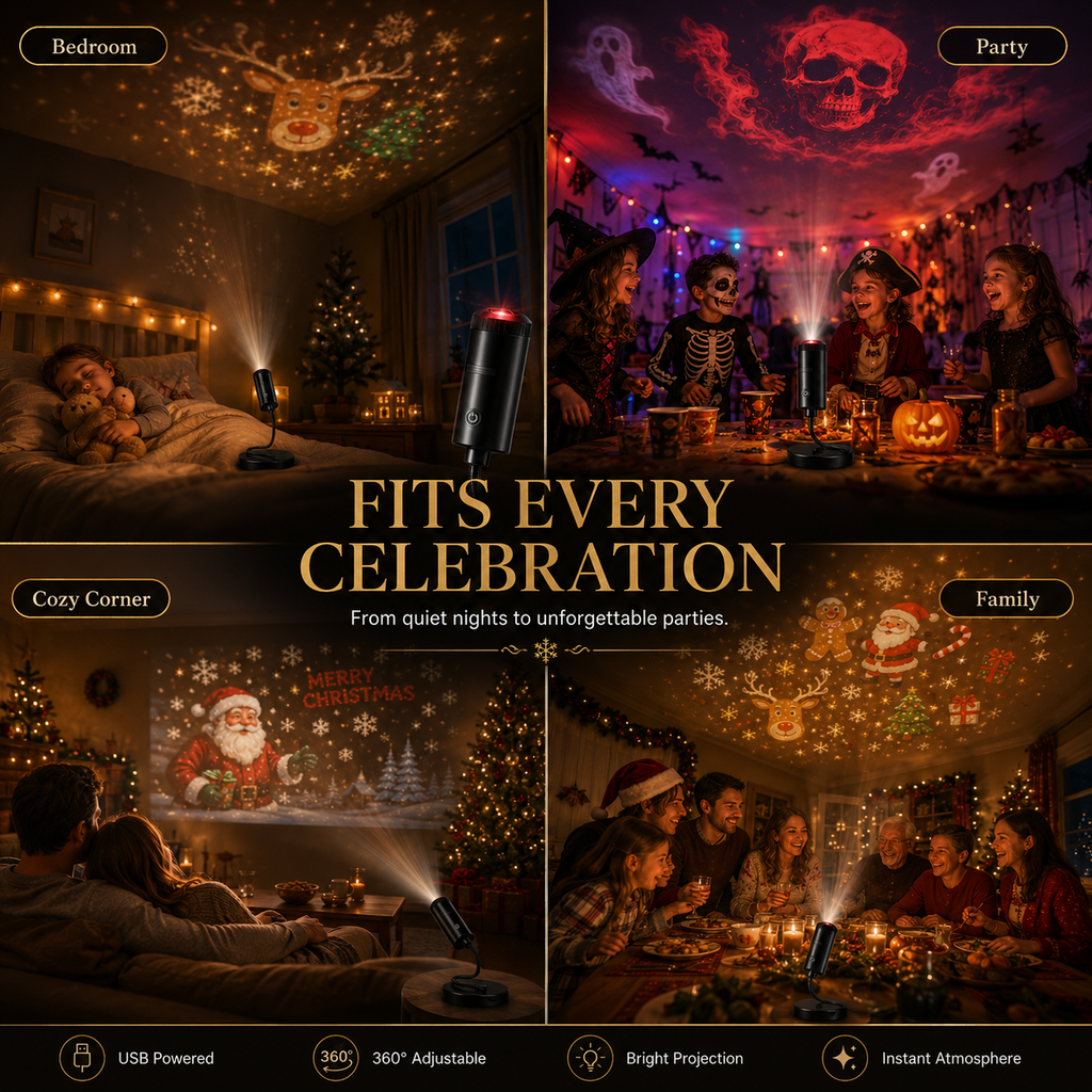 🌲👻60,000+ Sold-Plug & Play HD Holiday Projector for Christmas & Halloween Decor