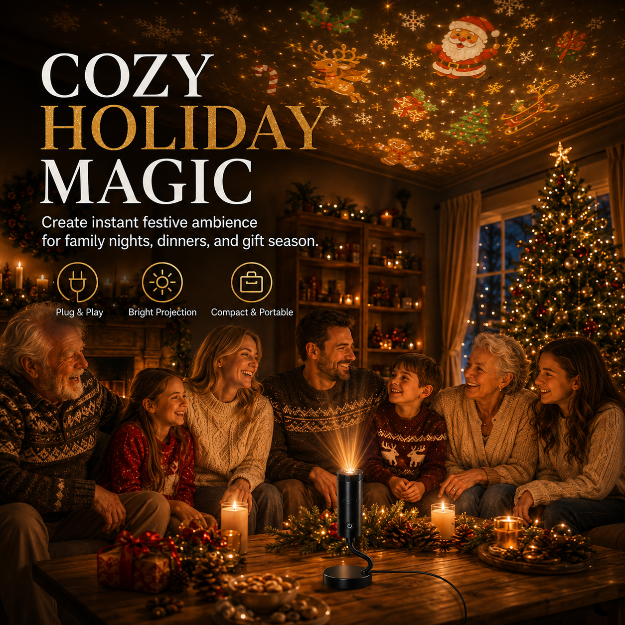 🌲👻60,000+ Sold-Plug & Play HD Holiday Projector for Christmas & Halloween Decor