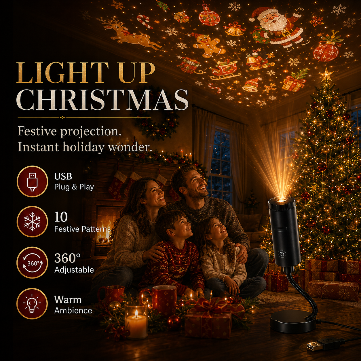 🌲👻60,000+ Sold-Plug & Play HD Holiday Projector for Christmas & Halloween Decor