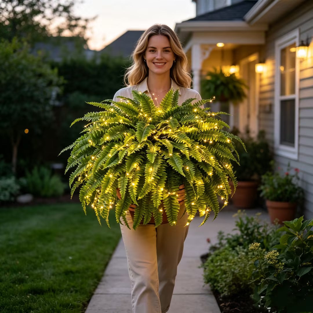 💛Glowing Boston Ferns with Lights🌿