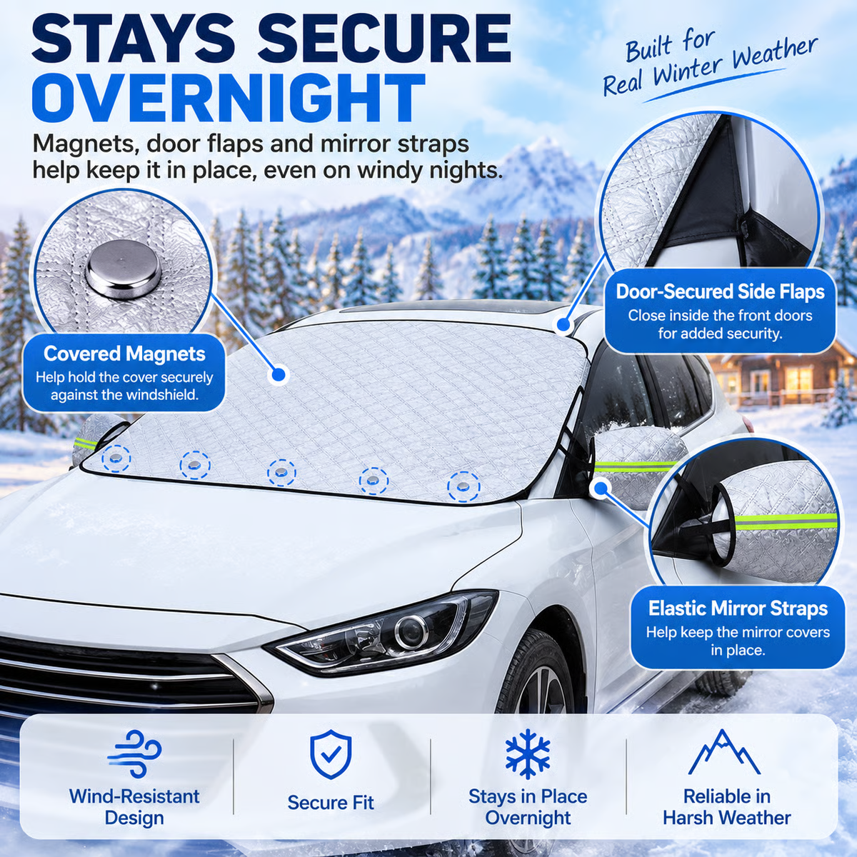 ❄️4-Layer Windshield Snow Cover – No-Scrape Snow, Frost & Ice Protection