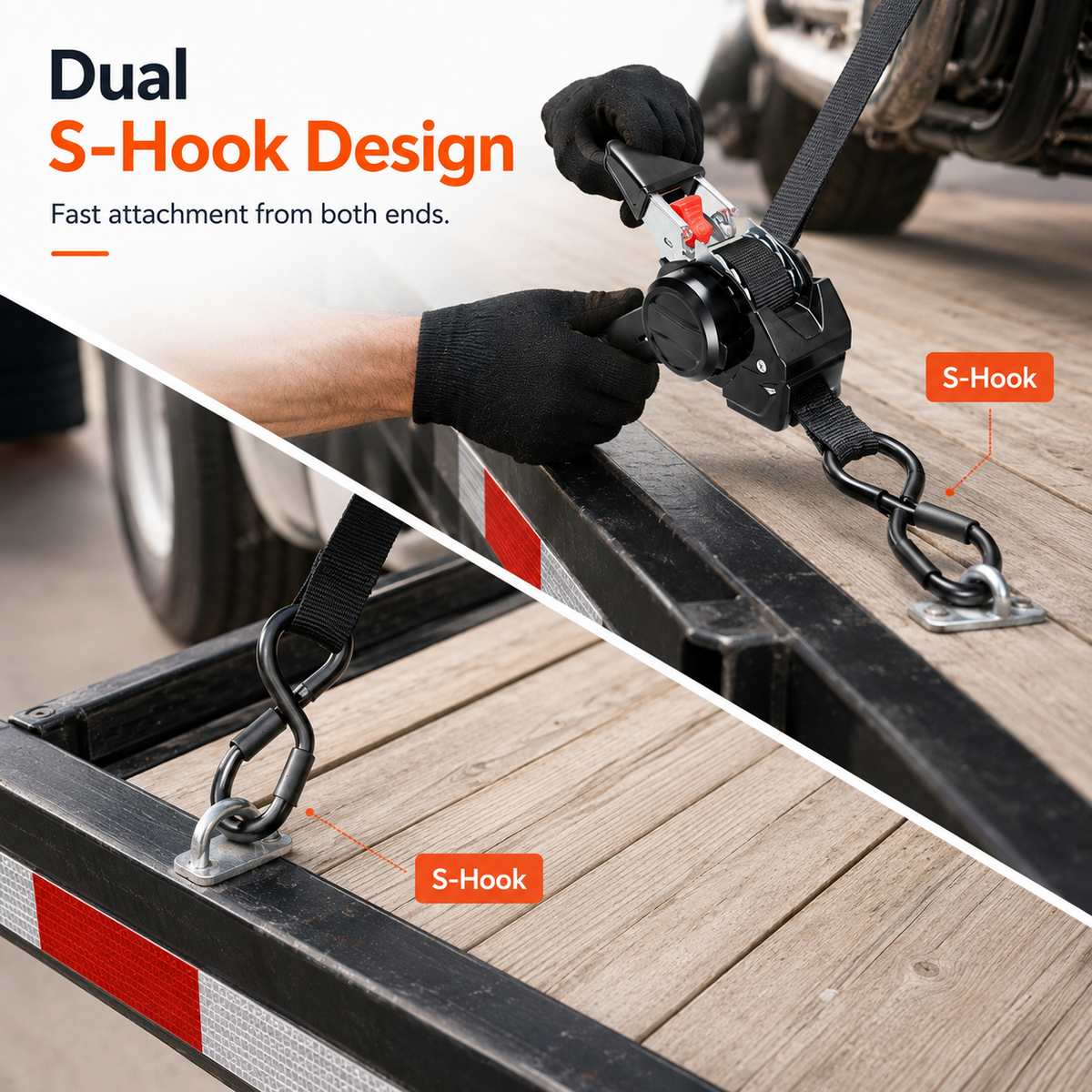 🔥LAST DAY 50% OFF - Dual-end Retractable Ratchet Tie Down Straps