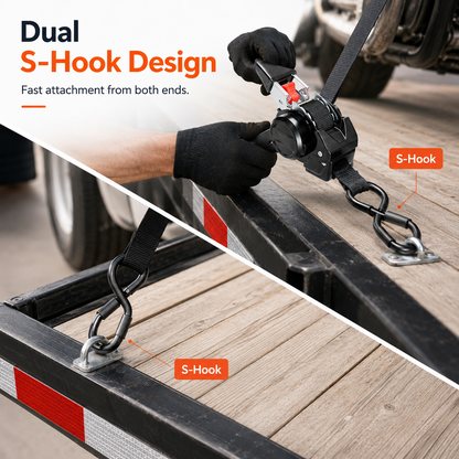 🔥LAST DAY 50% OFF - Dual-end Retractable Ratchet Tie Down Straps