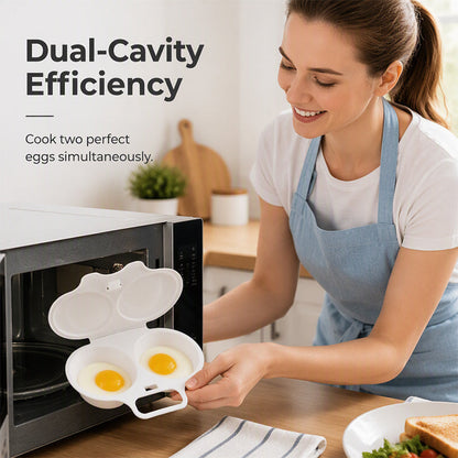 BUY 1 GET 1 FREE🔥2-Cavity Microwave Egg Poacher – Quick Oil-Free Egg Cooker for Easy Breakfasts