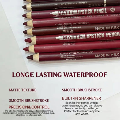 💄12Pcs Matte Lip Liner With Sharpener Set Waterproof Smudgeproof Precise Contour Lipstick Pens 🖌️