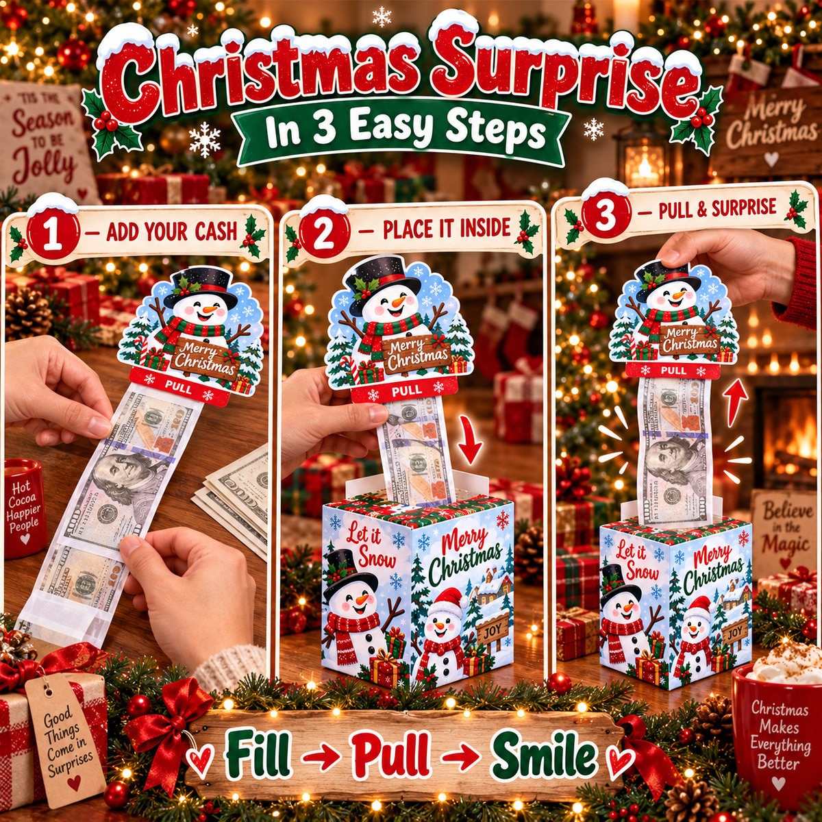Christmas Pull-Out Cash Gift Box
