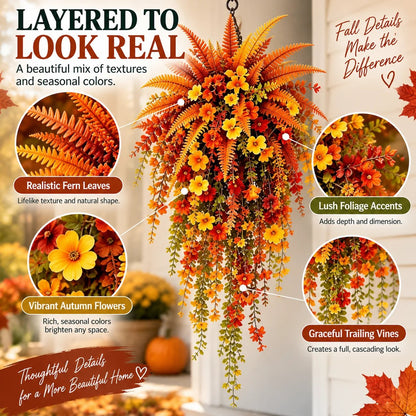 🔥On Sale Only Today 🍂 Autumn Harvest Cascading Fern Swag – Fall Porch & Entryway Decor