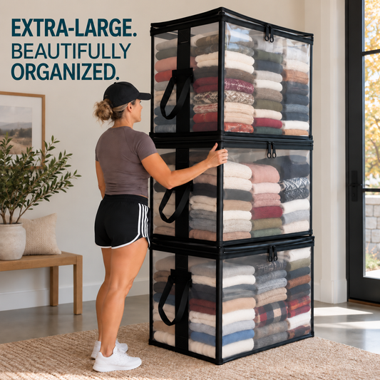 👜Extra-Large Clear Rigid PVC Storage Organizer with Zippered Lid