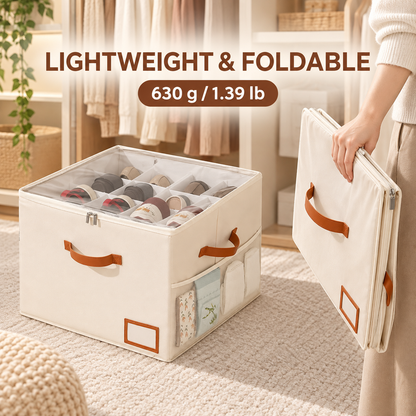 👟16-Slot Oxford Cloth Shoe Organizer with Clear Zippered Lid🔥