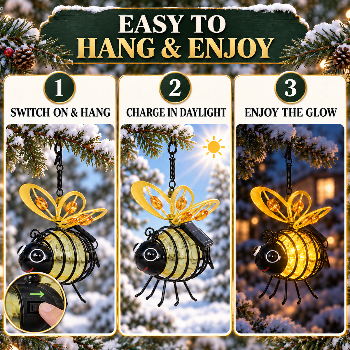 🐝Hot Sale 49% OFF! Hanging Solar Bee Light – Spread Joy Day and Night 🌞🌜