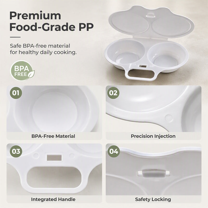 BUY 1 GET 1 FREE🔥2-Cavity Microwave Egg Poacher – Quick Oil-Free Egg Cooker for Easy Breakfasts
