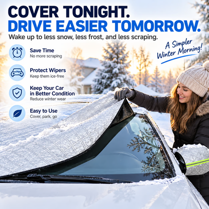 ❄️4-Layer Windshield Snow Cover – No-Scrape Snow, Frost & Ice Protection