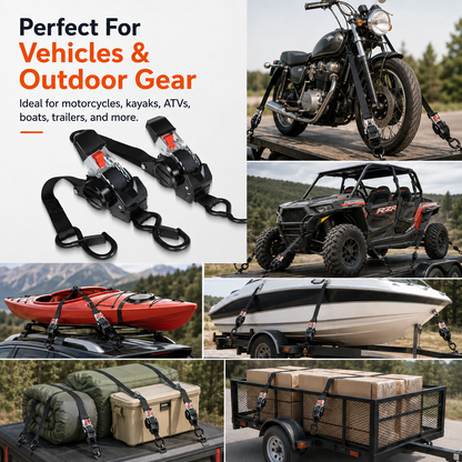 🔥LAST DAY 50% OFF - Dual-end Retractable Ratchet Tie Down Straps