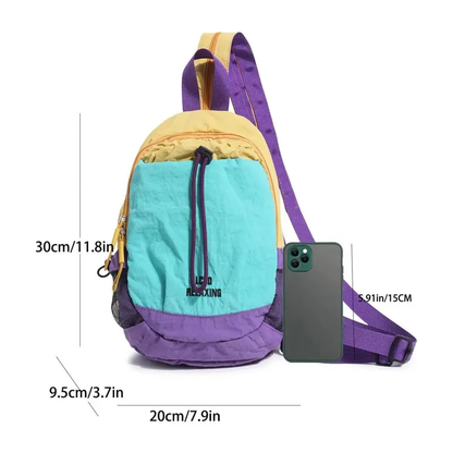 Unisex Lightweight Color Block Casual Nylon Mini Backpack - Small Sports Pack, Daypack, Water-Resistant, Adjustable Straps, Compact for Hiking & Travel Camping Gear