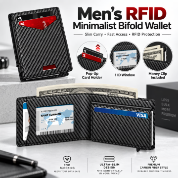 Men's RFID Minimalist Bifold Wallet