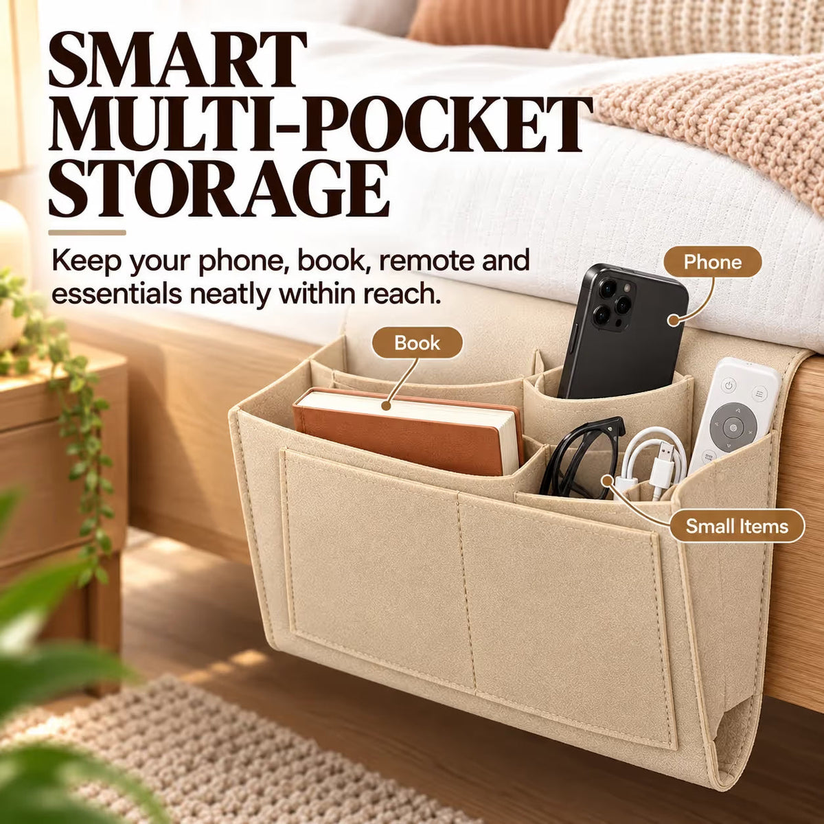 Bedside Hanging Organizer – Keep Essentials Within Reach