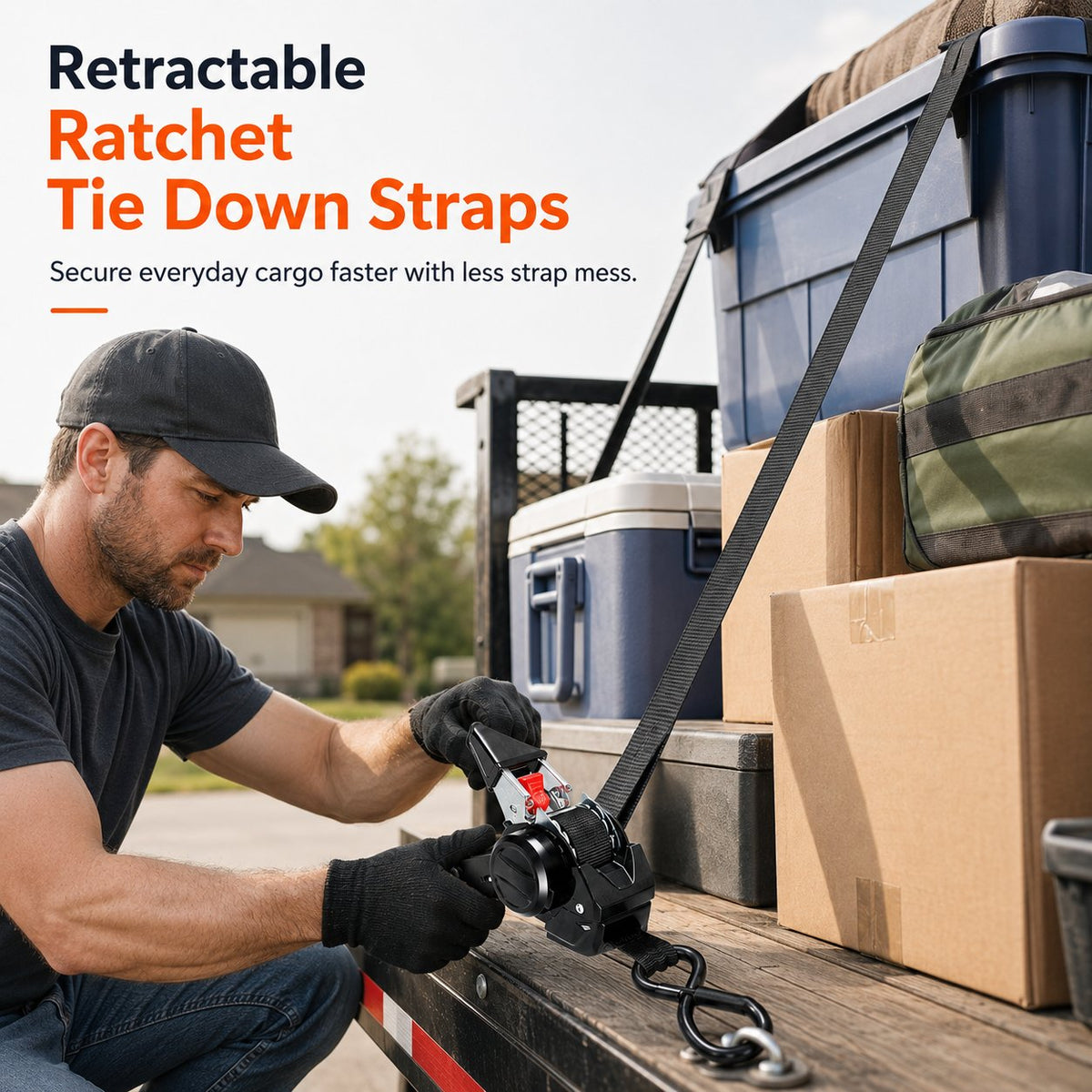 🔥LAST DAY 50% OFF - Dual-end Retractable Ratchet Tie Down Straps