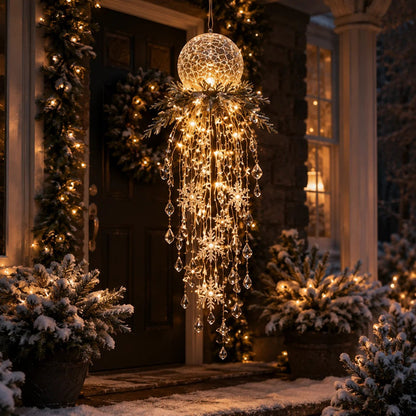 Crystal Cascade Christmas Light™ – Hanging Snowflake & Crystal LED Porch Décor ✨❄️