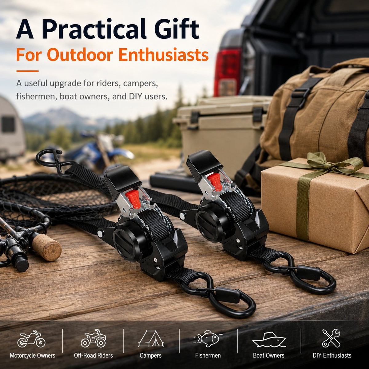 🔥LAST DAY 50% OFF - Dual-end Retractable Ratchet Tie Down Straps