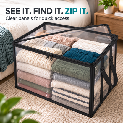 👜Extra-Large Clear Rigid PVC Storage Organizer with Zippered Lid