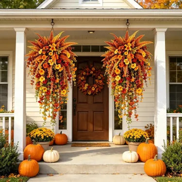 🔥On Sale Only Today 🍂 Autumn Harvest Cascading Fern Swag – Fall Porch & Entryway Decor