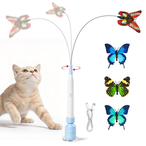Potaroma Butterfly-Shaped Rotating Interactive Cat Toy