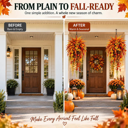 🔥On Sale Only Today 🍂 Autumn Harvest Cascading Fern Swag – Fall Porch & Entryway Decor