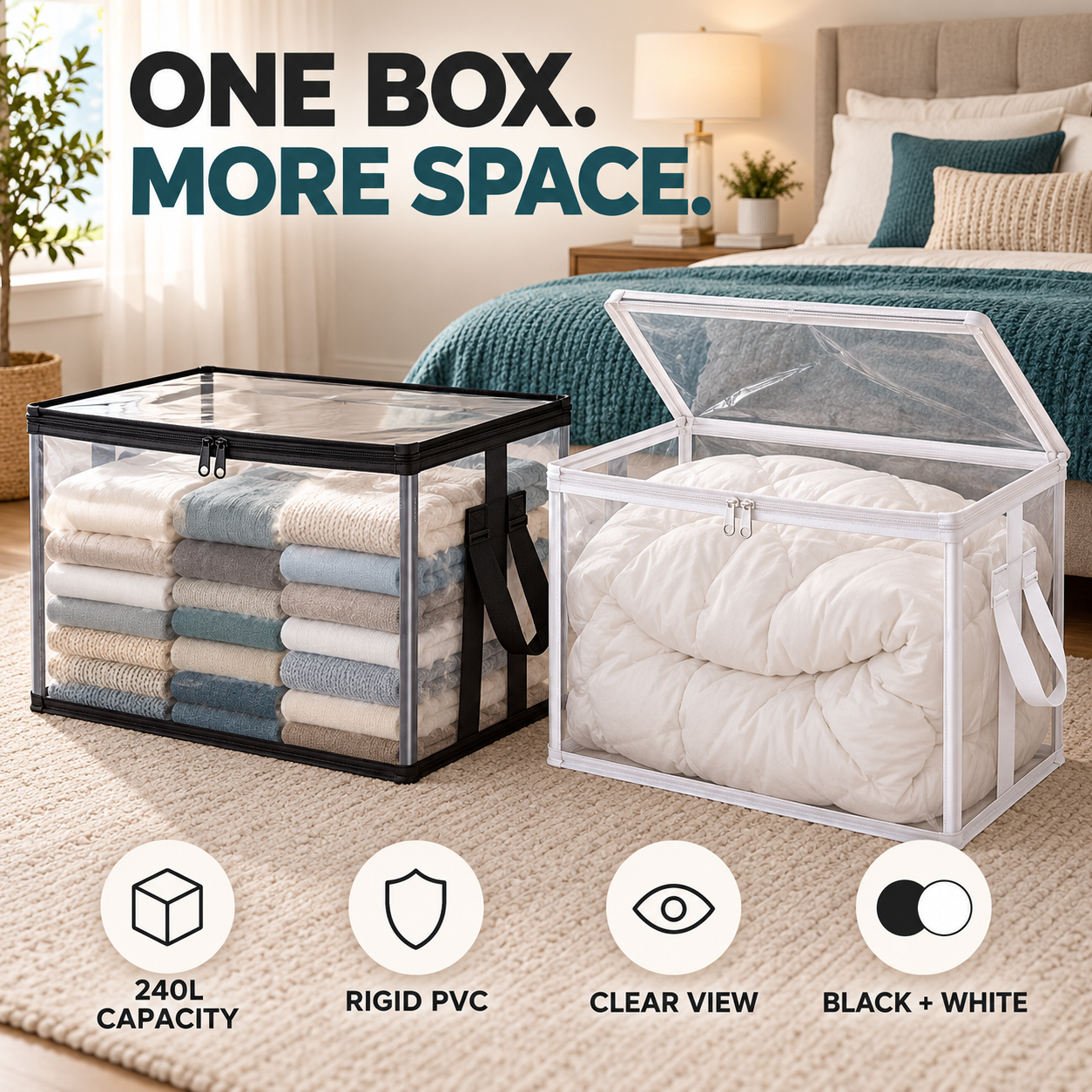 👜Extra-Large Clear Rigid PVC Storage Organizer with Zippered Lid