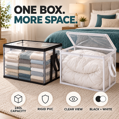 👜Extra-Large Clear Rigid PVC Storage Organizer with Zippered Lid