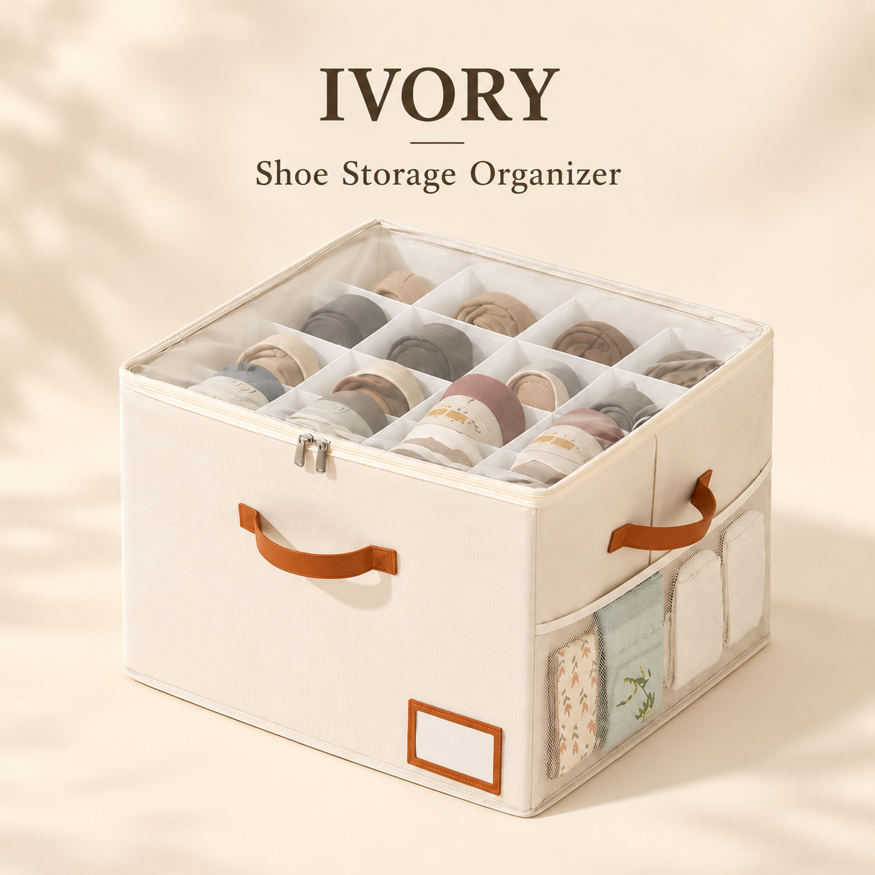 👟16-Slot Oxford Cloth Shoe Organizer with Clear Zippered Lid🔥