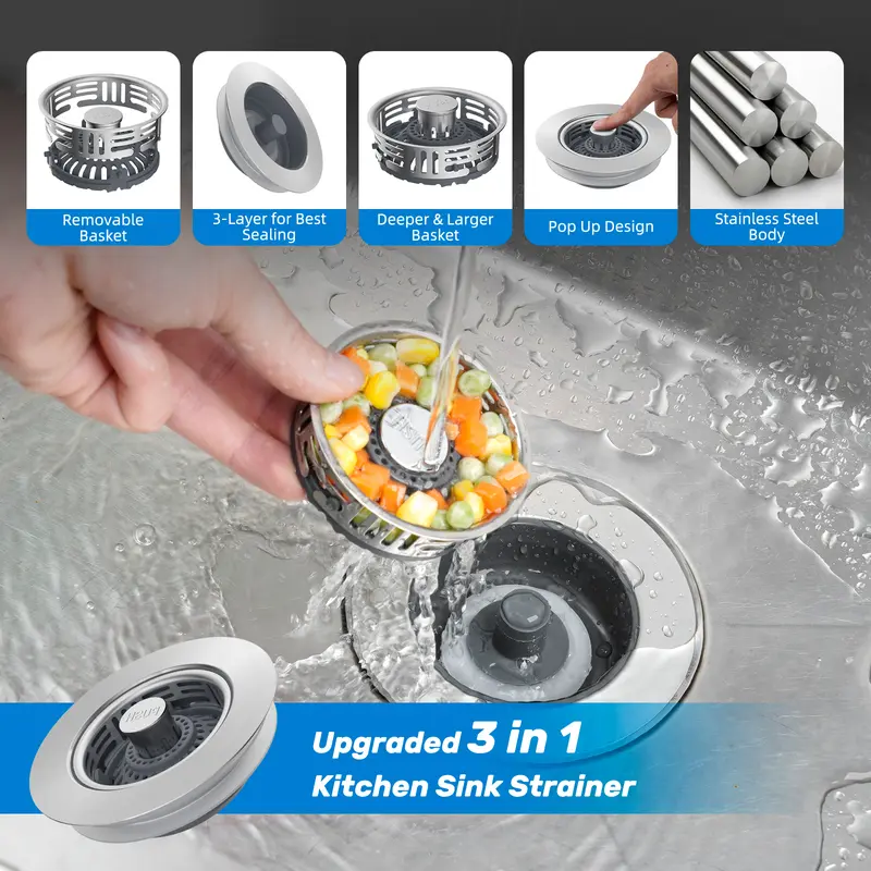 3-in-1 Kitchen Sink Strainer