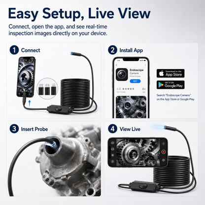 Endoscope Camera with Light, 1920P HD Borescope Tools