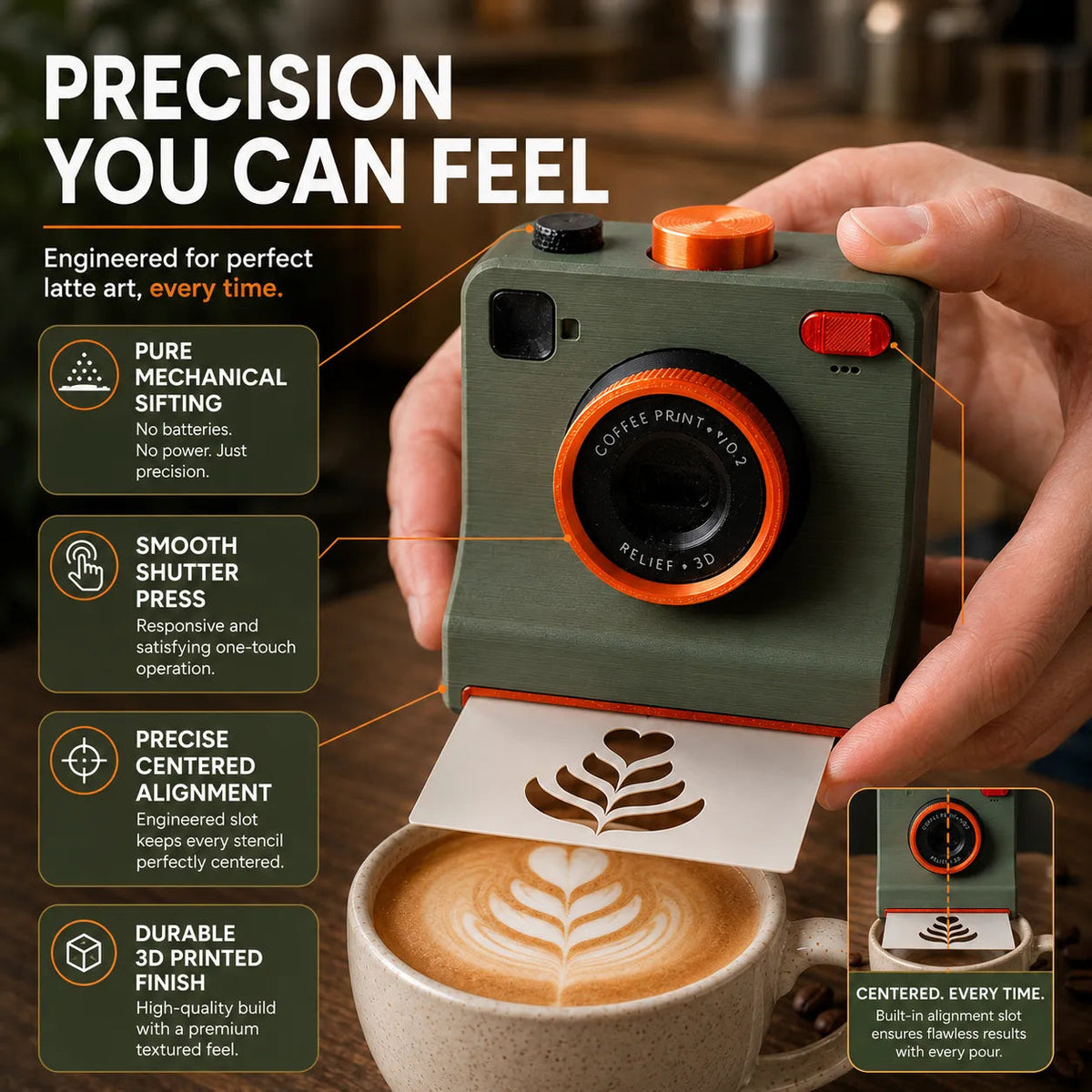 ☕📸 One-Touch Latte Art Camera – 3D Coffee Stencil Printer Kit for Custom Drink Designs ✨