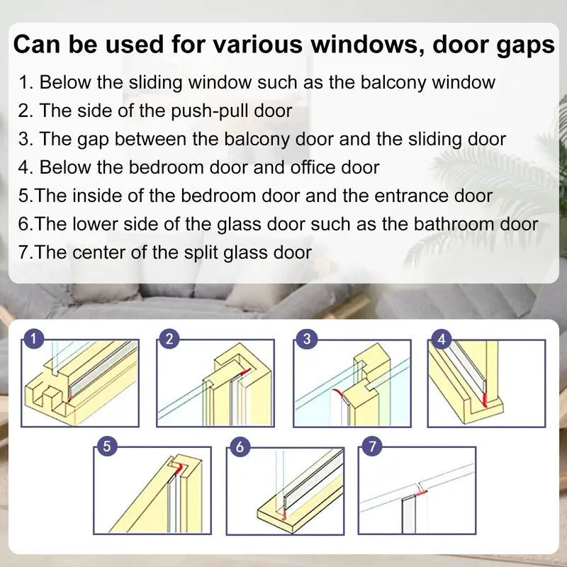6.4Ft Door Weather Stripping | Adhesive Draft Stopper Seal Strip for Doors, Windows & Shower Doors
