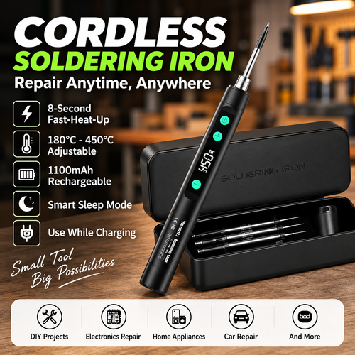 🔥🛠️ Cordless Digital Soldering Iron Kit — Fast Heat. Precise Control. Repair Anywhere.