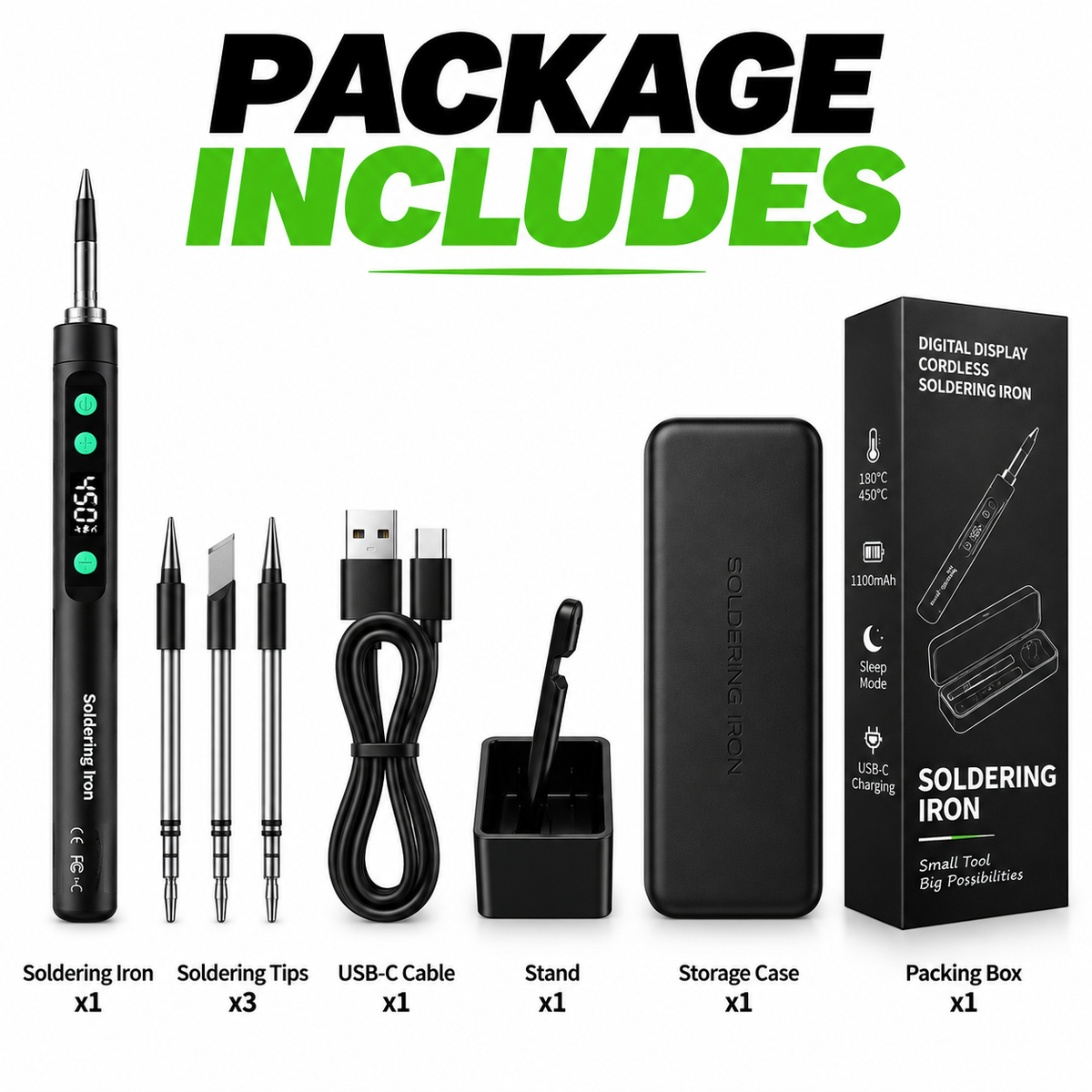 🔥🛠️ Cordless Digital Soldering Iron Kit — Fast Heat. Precise Control. Repair Anywhere.