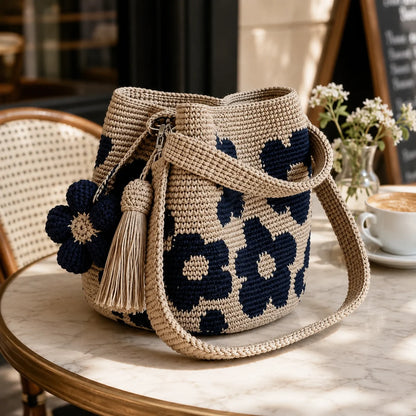 Bucket Bag Handwoven Flower