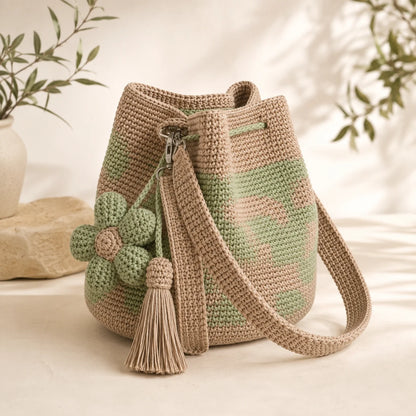 Bucket Bag Handwoven Flower