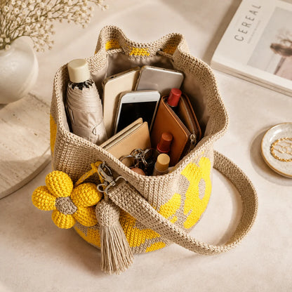 Bucket Bag Handwoven Flower