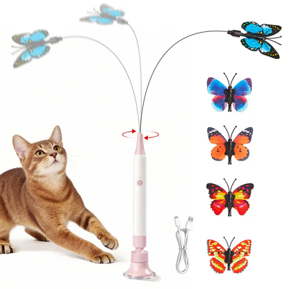 Potaroma Butterfly-Shaped Rotating Interactive Cat Toy