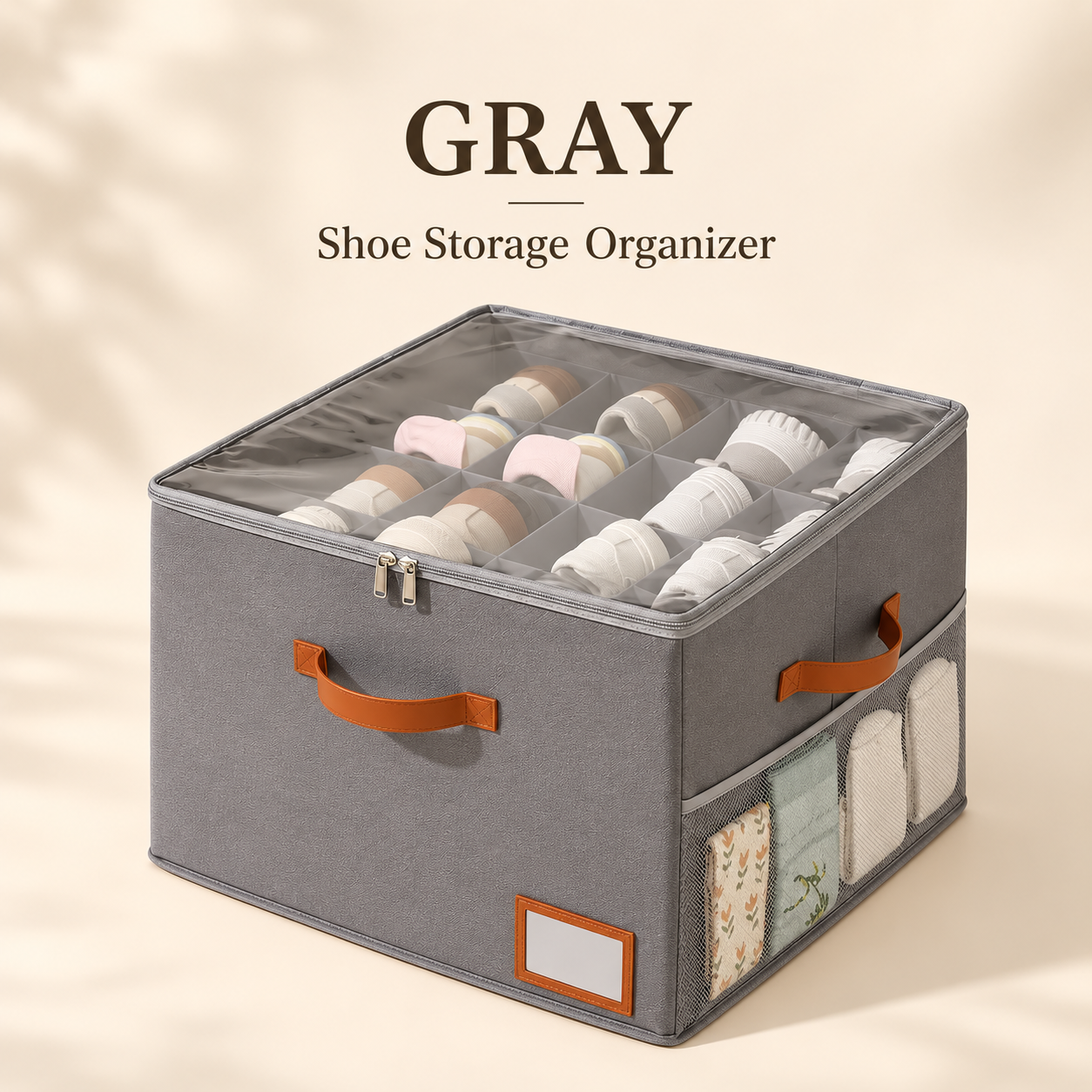 👟16-Slot Oxford Cloth Shoe Organizer with Clear Zippered Lid🔥