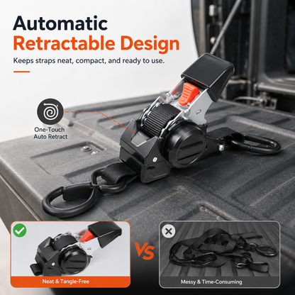 🔥LAST DAY 50% OFF - Dual-end Retractable Ratchet Tie Down Straps