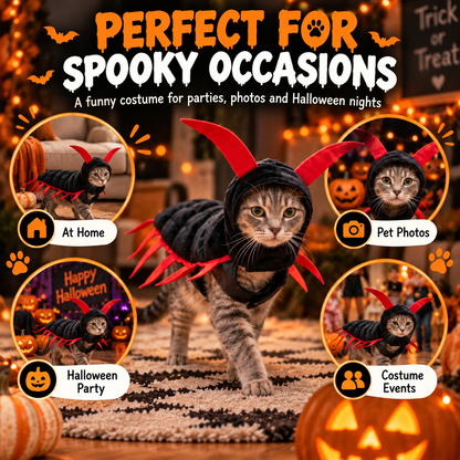 😺Halloween Cat Centipede Costume – Funny 3D Padded Creepy Crawler Outfit for Cats