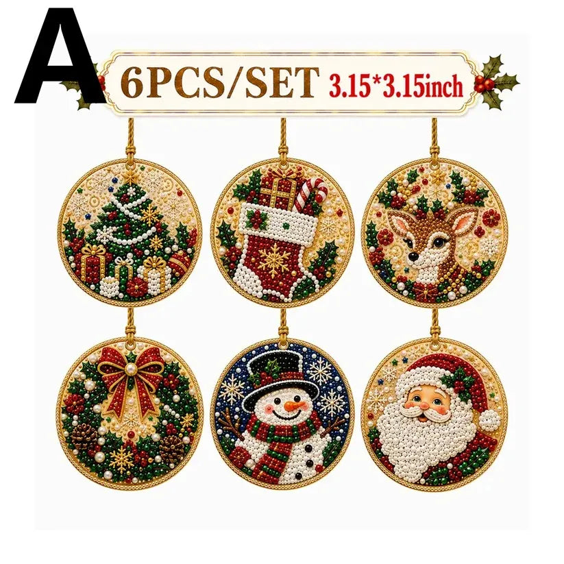 🎄Christmas DIY Diamond Painting Ornaments Kit (6 PCS)🎅