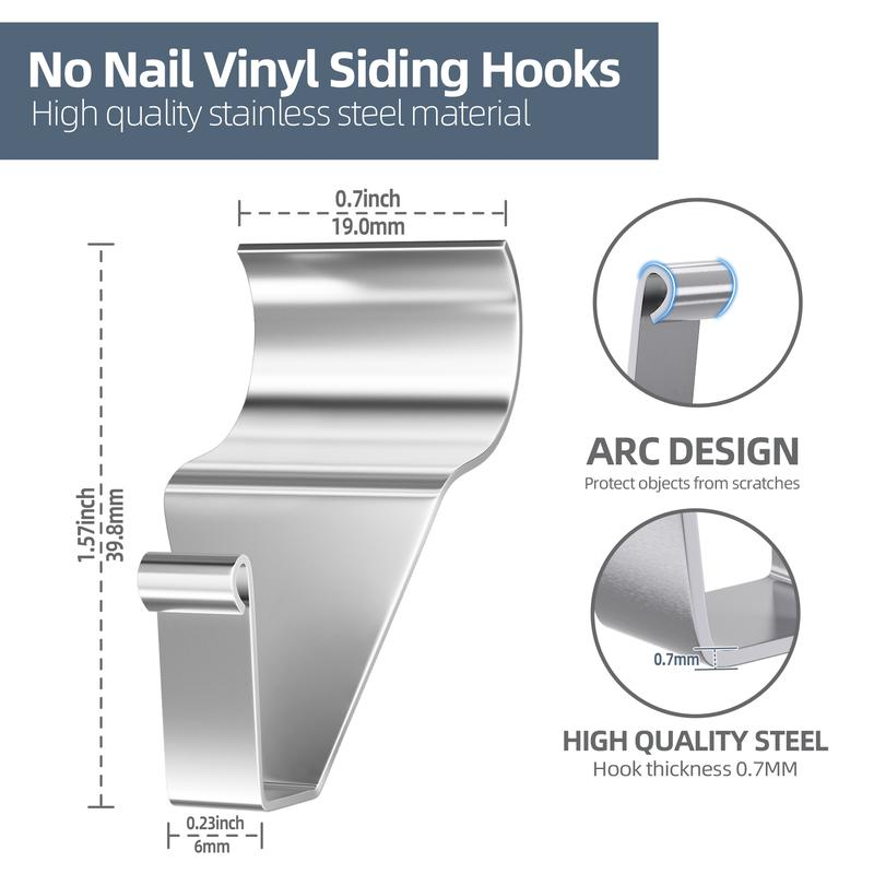 10 Pack Vinyl Siding Hooks – Easy No-Drill Outdoor Decor Hangers